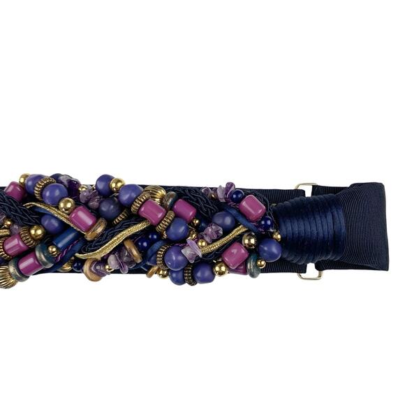 Vintage Carolyn Tanner Designs Belt Beaded Purple Gold Braided Women's One Size - Picture 4 of 8